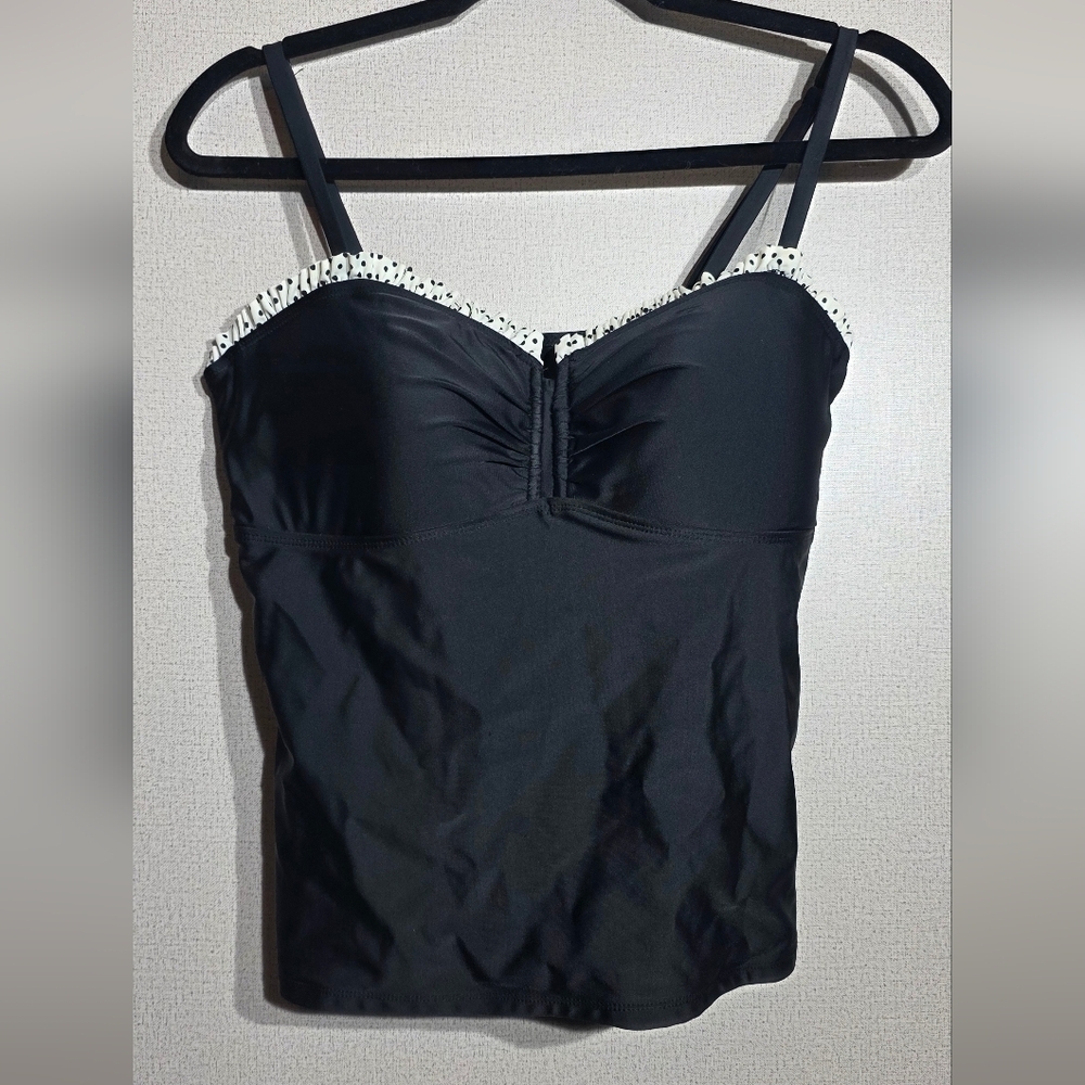 Catalina Elegant Black Swim Camisole with White Accents